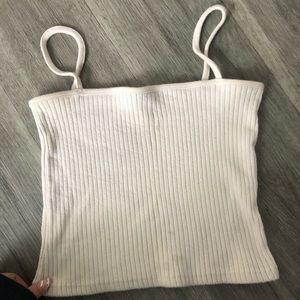 Brandy Melville white straight neck crop